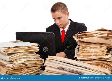 Mens Die Hard Werkt Stock Foto Image Of Documenten Dossier 16114126
