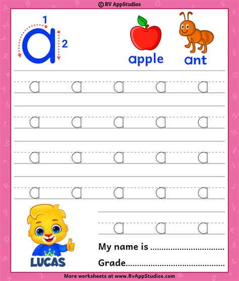 Lowercase Letter A Tracing Worksheets Trace Small Letter A Worksheet