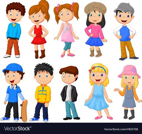 Cute Children Cartoon Collection Vector Image On Childrens Book