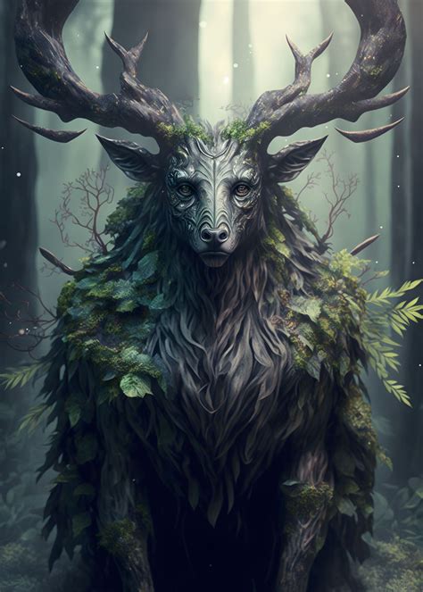 Mythical Forest Creature Poster Picture Metal Print Paint By David