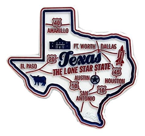 Texas The Lone Star State Premium Map Fridge Magnet