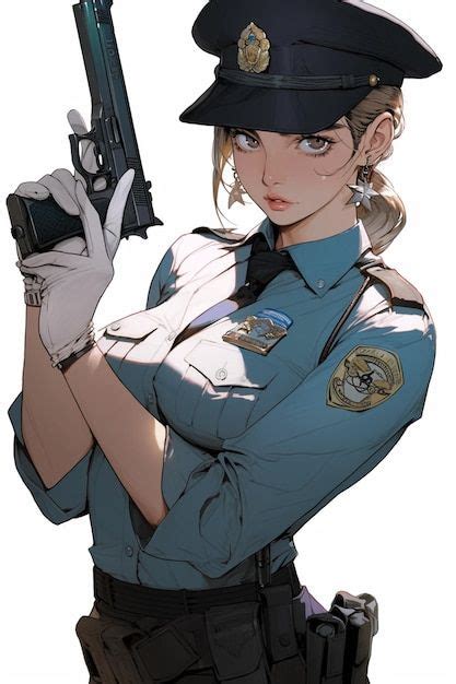 A Girl With A Gun On Her Arm Premium Photo Freepik Photo Police Policeman Police Cartoon