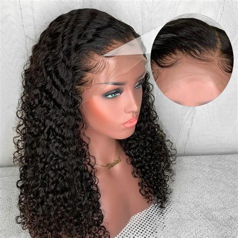Short Kinky Curly Lace Front Human Hair Wigs For Women Black Color Remy