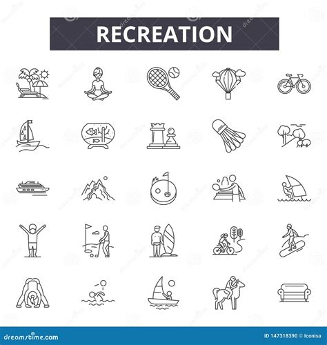 Recreation Line Icons Signs Vector Set Linear Concept Outline