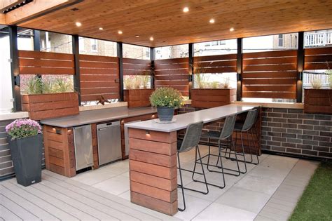 Your diy outdoor kitchen includes a deck flooring, pergola roof, counter and storage area. Rooftop & Patio Outdoor Space With Outdoor Kitchen - Lake ...