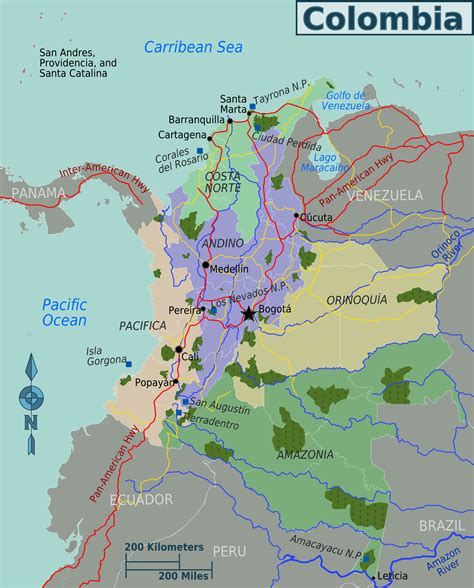 Colombia Regions Map Mapsofnet