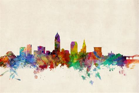 Cleveland Ohio Skyline Digital Art By Michael Tompsett