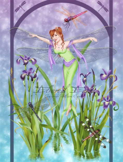 Dragonfly Fairy Dancing Flying Faerie Spring Flower Iris Etsy
