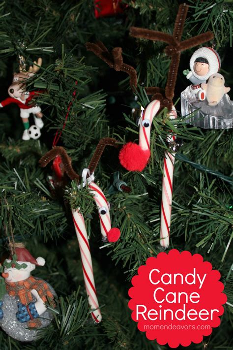 This is a really fun project and even though i made it up, i still had a lot of fun making it. Candy Cane Reindeer {Easy Kids Craft Ornament} - Mom Endeavors