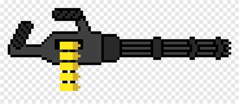 Pixel Art Minigun Pixel Art Gun Vinkel Konst Png Pngegg