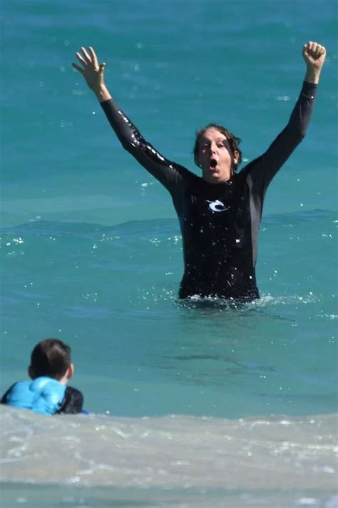 Sir Paul Mccartney 75 Makes A Splash With Wife Nancy Shevell 58 And Daughter Stella 46 On