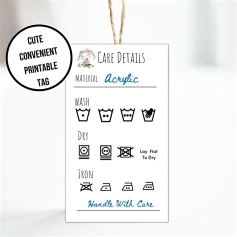 Printable Care Instruction Tag Printable Care Labels For Knitted