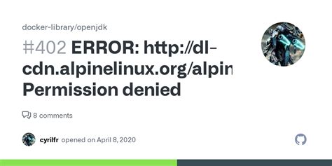 ERROR Dl Cdn Alpinelinux Org Alpine V3 9 Main Permission