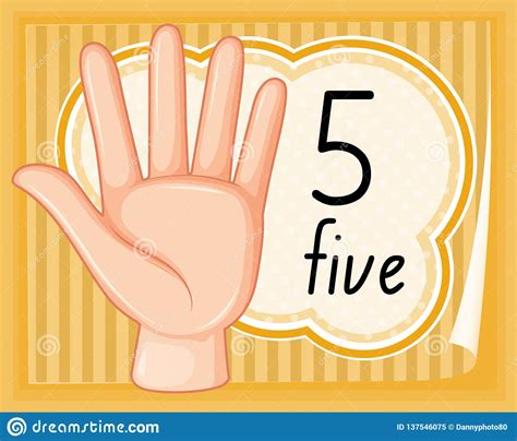 Number Five Hand Gesture Stock Vector Illustration Of Human 137546075