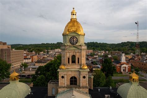 Aerial Of Historic Cabell County Courthouse Downtown Huntington West