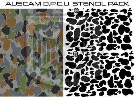 Pack Of Auscam Dpcu Camouflage Stencil Pattern Printed On Avery High
