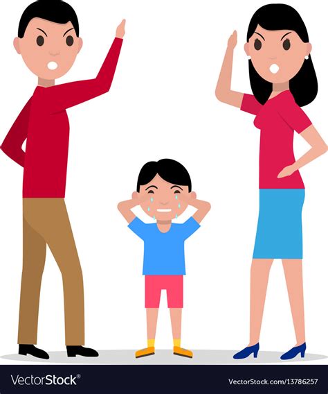 Cartoon Angry Parents Swearing Child Royalty Free Vector