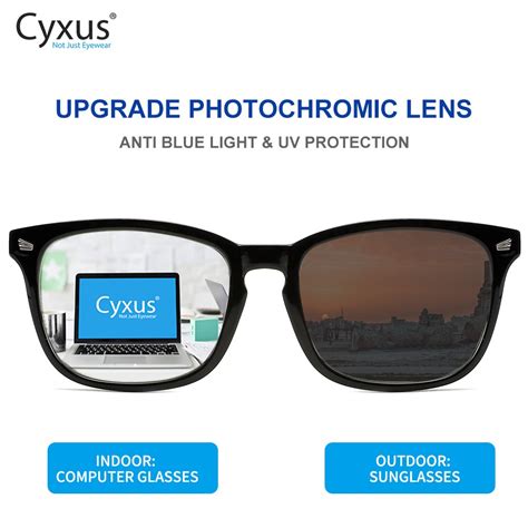cyxus photochromic sunglasses blue light blocking glasses for men women reduce eye fatigue
