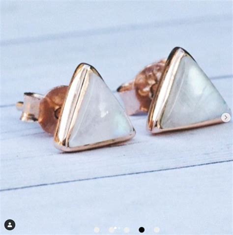 Gemstone Triangle Stud Earrings Triangle Earrings Stud Triangle
