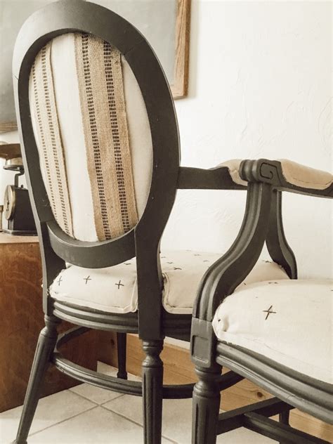 Designed in 1950, the hunting chair was mogensen's first work with exposed wooden framing and saddle leather. Reupholstered Drop Cloth Chairs With Hand Stitched Design