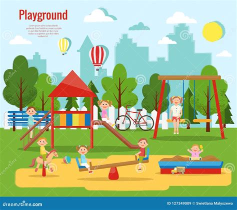Children`s Playground Vector Illustration Stock Illustration