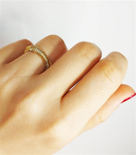 14k Solid Gold Handmade Worm Ring Wedding Band T For Her Etsy