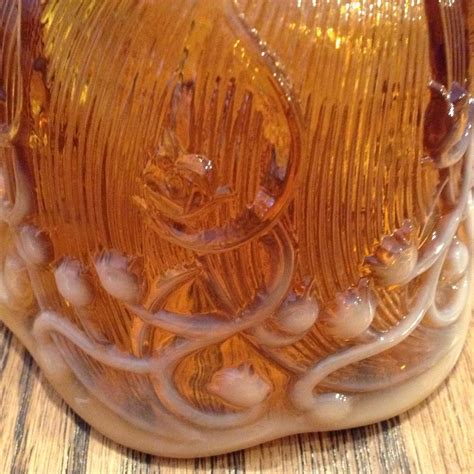 Vintage Fenton Cameo Opalescent Amber Bell Lilly Of The Valley Etsy