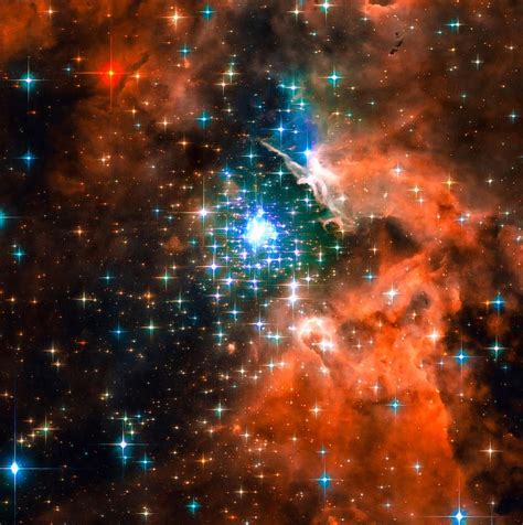 Space Image Star Cluster Orange Blue By Matthias Hauser In 2021 Star