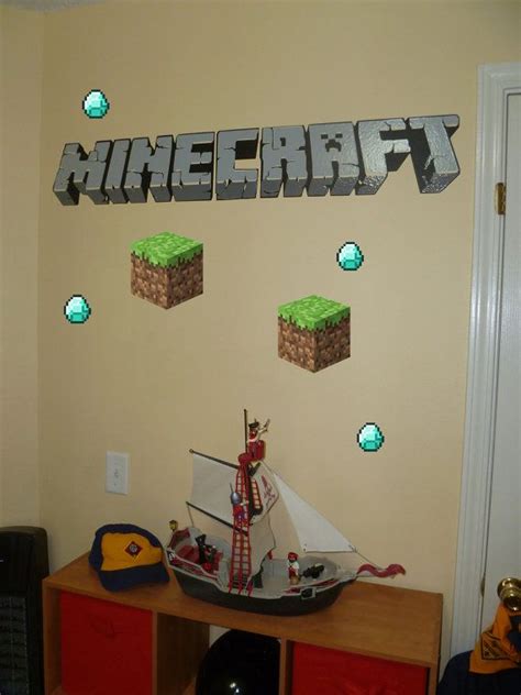 36 wall decor and art ideas you'll want to steal; Vinyl Minecraft Wall Decal by Claudine28 on Etsy, $44.99 ...