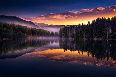 Lakes Lake Nature Reflection Sky Sunset Hd Wallpaper Peakpx