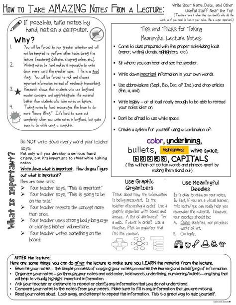 Note Taking Template For Non Fiction Texts Nursing School Notes