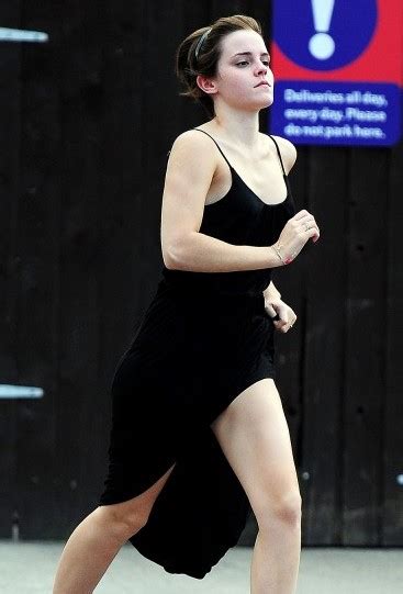 Emma Watson Braless And Showing Panties While Running