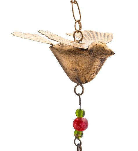 Golden Metal Handcrafted Bird And Bird Houses Wind Chime Wind And Weather