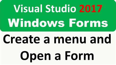 Windows Forms Build A Menu Menustrip And Open A Second Form From It