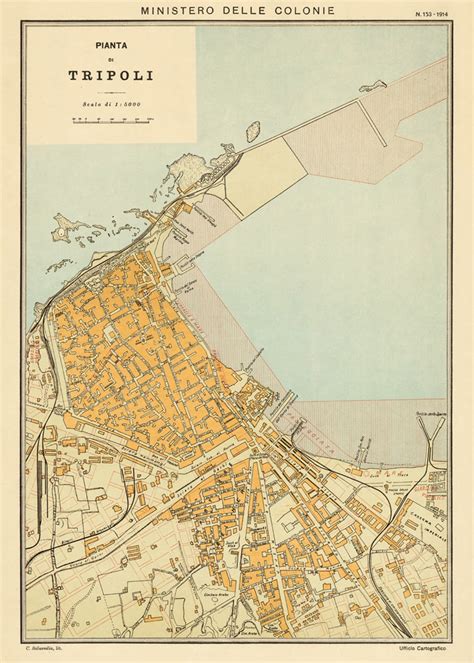 Tripoli Map Vintage City Plan Of Tripoli Historical Map Etsy