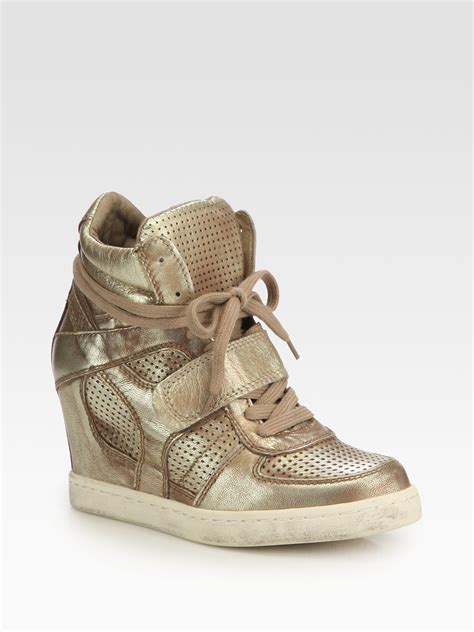 Ash Cool Metallic Leather High Top Wedge Sneakers In Gold Lyst