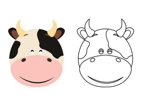 Cute Cow Head Kids Coloring Vector Graphic By 1tokosepatu · Creative