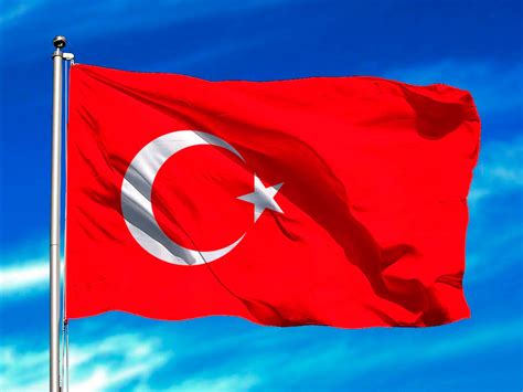 La bandera de turquía consiste en una luna menguante y una estrella blanca sobre un fondo rojo. Bandera de Turquía - Tienda de decoración online