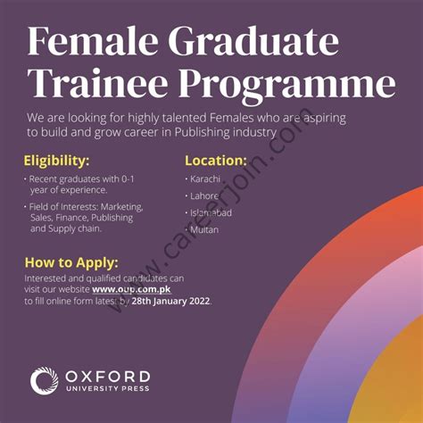 Oxford University Press Oup Female Graduate Trainee Program 2022