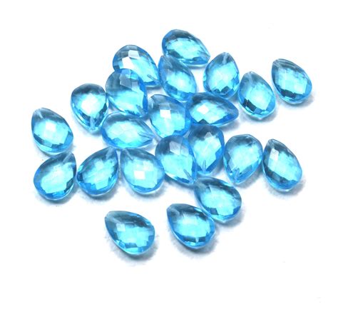 10 Pieces Sky Blue Quartz Gemstone Faceted Stone Beads Half Etsy