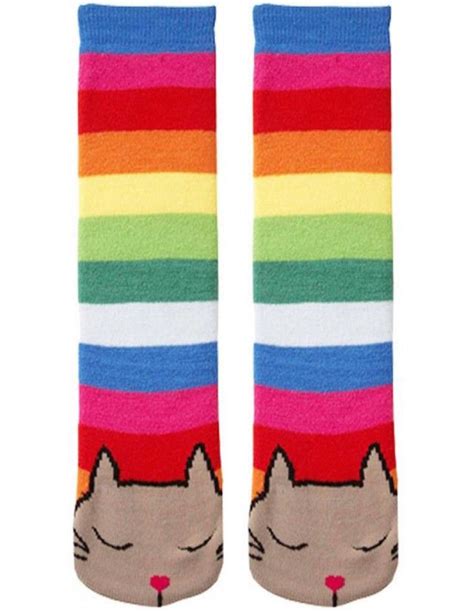 These Colorful Tubular Cat Slipper Socks Are Fun To Wear Anywhere