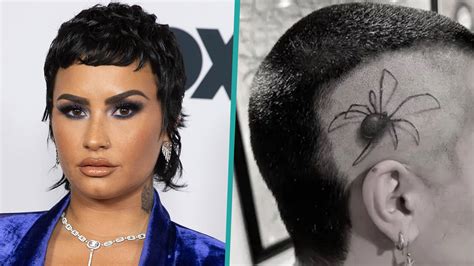 Demi Lovato Gets Huge Grandmother Spider Tattoo On Their Shaved Head