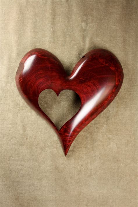 Red Heart Wood Carving Art Wooden Wedding T For Bride