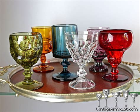 Kitchen And Dining Home And Living Drink And Barware Set Of 4 Mismatched Goblets Vintage Set Of