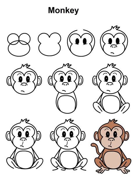 Monkey Easy Cartoon Drawings Monkey Drawing Cute Easy Drawings