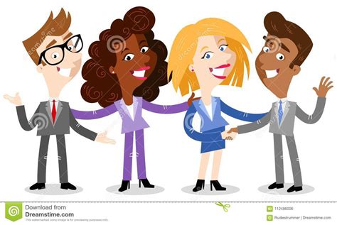 Vector Illustration Of Friendly Cartoon Business People Smiling And