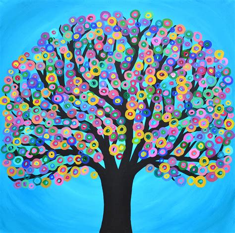 Large Square Abstract Tree Painting Painting By Louise Mead