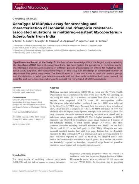pdf genotype mtbdr plus assay for screening and characterization of isoniazid and rifampicin