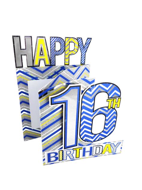 Happy 16th Birthday Boys 3d Cutting Edge Birthday Card Foiled Greeting