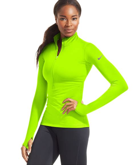 Nike Pro Hyperwarm Half Zip Dri Fit Pullover In Green Lyst